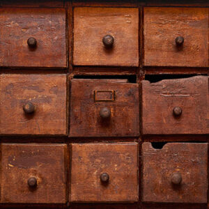 Wooden Cabinet with Drawers in Distress Finish