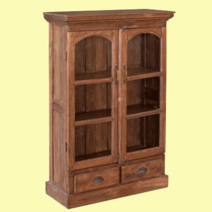 Side Cabinet with Drawers in Dark Stain Distress Finish