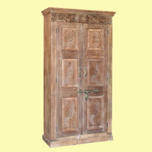 Carved Side Cabinet in Distress Finish